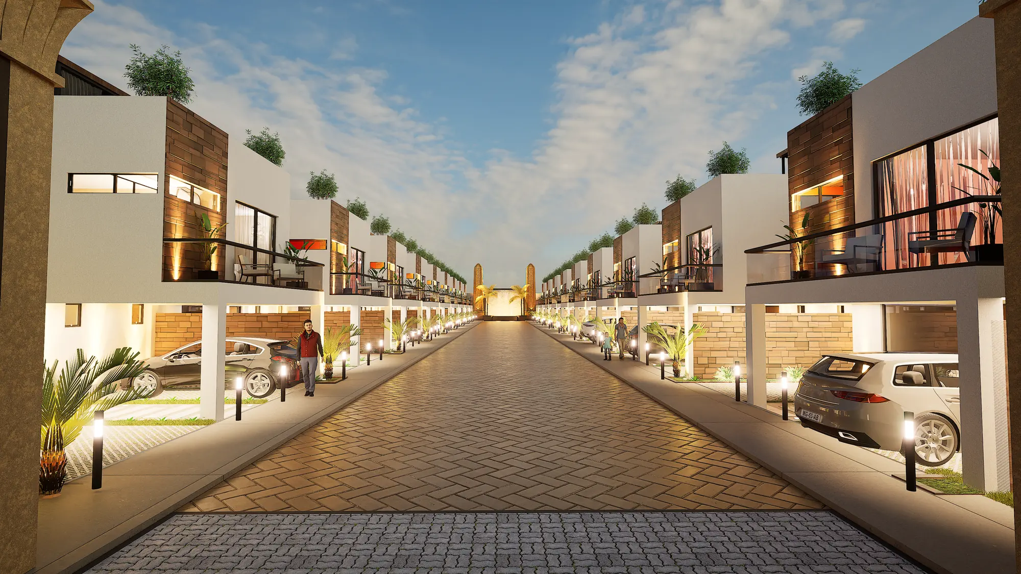 Calle principal de día, con las casas a ambos lados